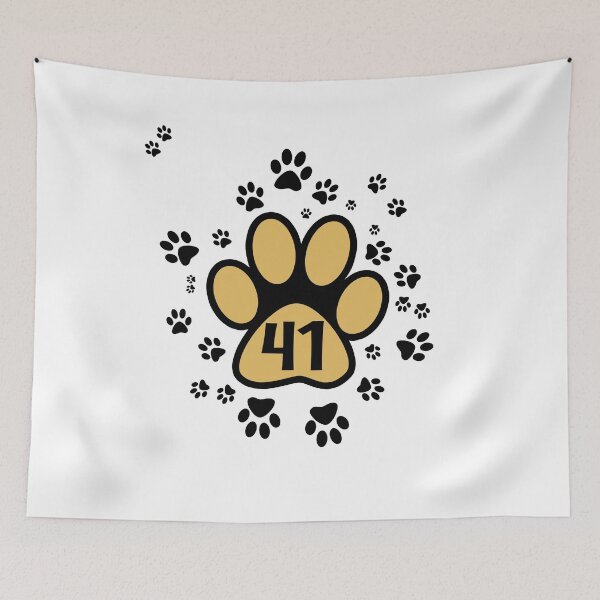 Item preview, Pet paw prints with number forty-one - numbers 41 designed and sold by MadandMean.