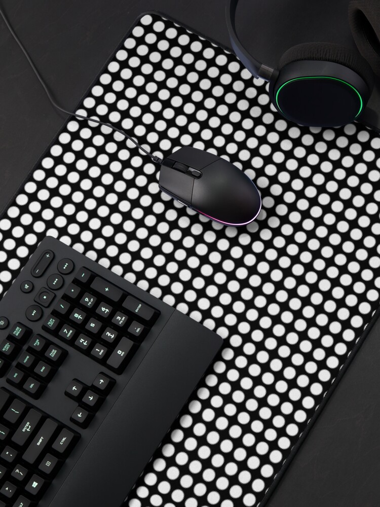 Polka dots classic pattern on black Mouse Pad  |  redbubble.com