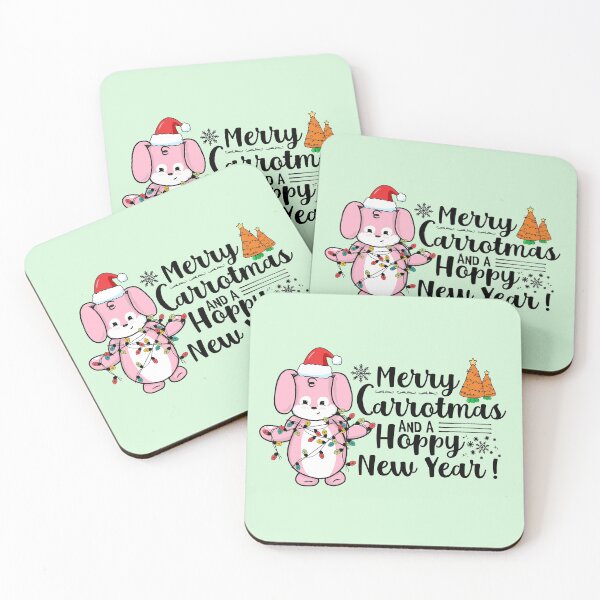 Item preview, Merry Carrotmas And A Hoppy New Year! | Punny Bunny | Christmas (Pink x White) designed and sold by the-krisney-way.