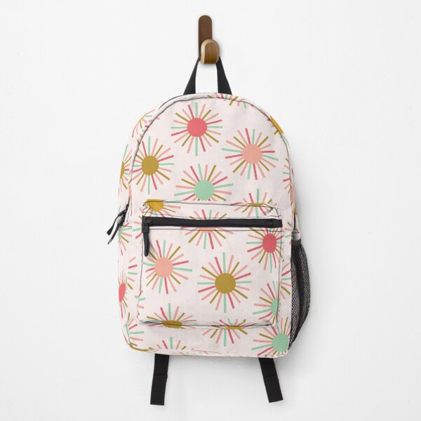 Cute pattern with happy colorful boho suns. Backpack