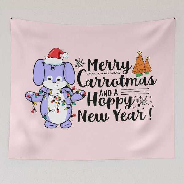 Item preview, Merry Carrotmas And A Hoppy New Year | Punny Bunny | Christmas (Blue x White) designed and sold by the-krisney-way.