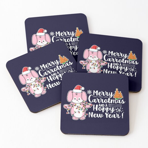 Item preview, Merry Carrotmas And A Hoppy New Year! | Punny Bunny | Christmas (Pink x Black) designed and sold by the-krisney-way.