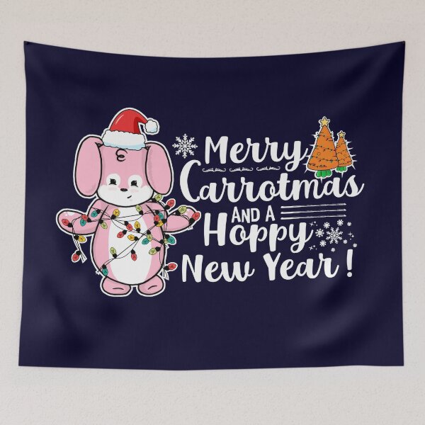 Item preview, Merry Carrotmas And A Hoppy New Year! | Punny Bunny | Christmas (Pink x Black) designed and sold by the-krisney-way.