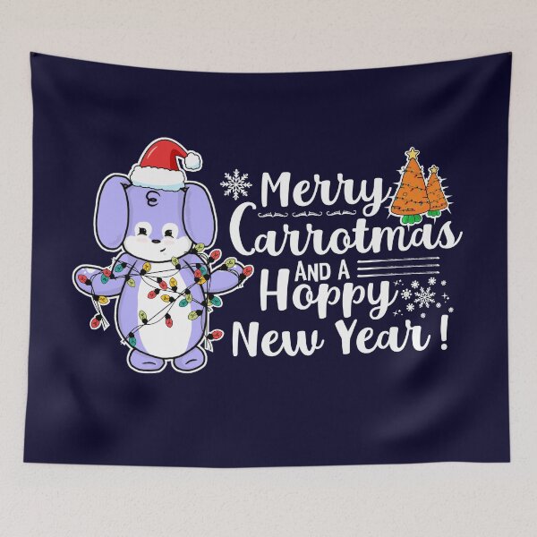 Item preview, Merry Carrotmas And A Hoppy New Year! | Punny Bunny | Christmas (Blue x Black) designed and sold by the-krisney-way.