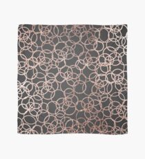 Modern Rose Gold Circles on Charcoal Black Scarf