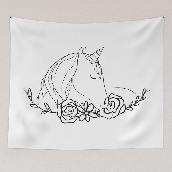 Item preview, Unicorn and flower designed and sold by Antiope33.