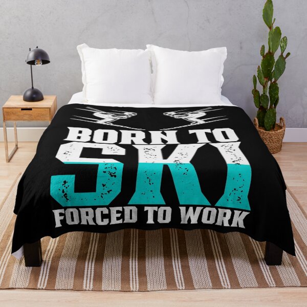 Item preview, Born To Ski Forced To Work | Funny Winter Extreme Sports Skiing Quote designed and sold by thecooltable.