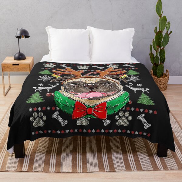 Item preview, Merry Christmas Pug Reindeer Lighting Xmas Ugly Pajama designed and sold by AnitaJGreenspan.
