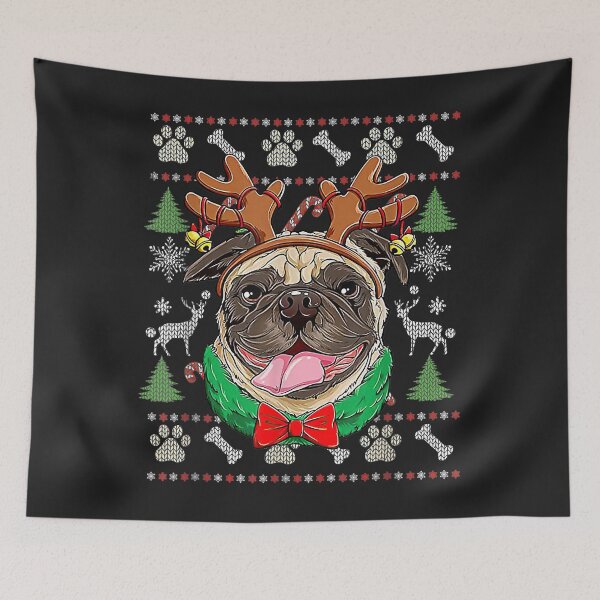 Item preview, Merry Christmas Pug Reindeer Lighting Xmas Ugly Pajama designed and sold by AnitaJGreenspan.