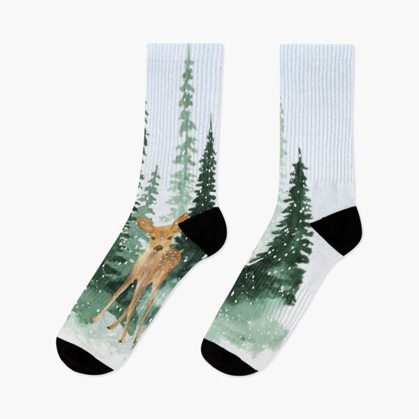 Item preview, Snowman and fawn among the pines designed and sold by Barbny.