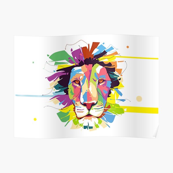 rainbow lion head Poster