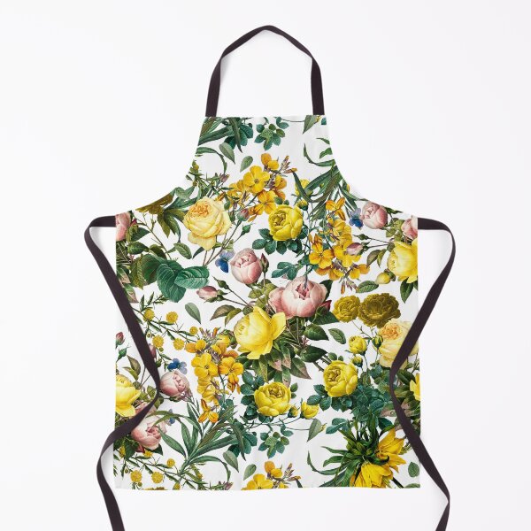 Item preview, Vintage yellow roses blue butterflies nostalgia cottagecore pattern white background designed and sold by PG Illustration.