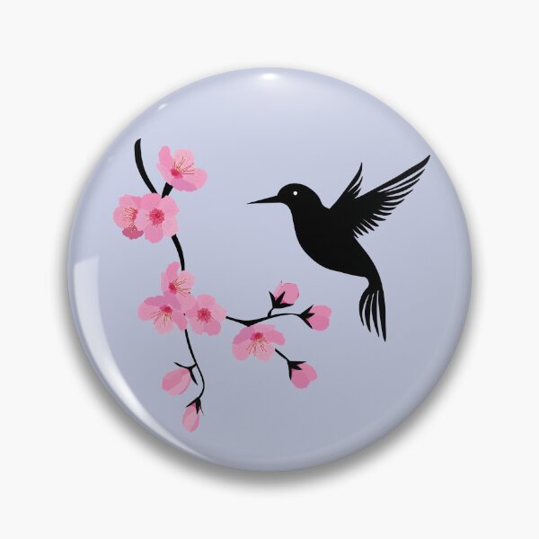 Artikelvorschau, Schwarzer Kolibri mit Kirschblütenzweig entworfen und verkauft von VJcreation.