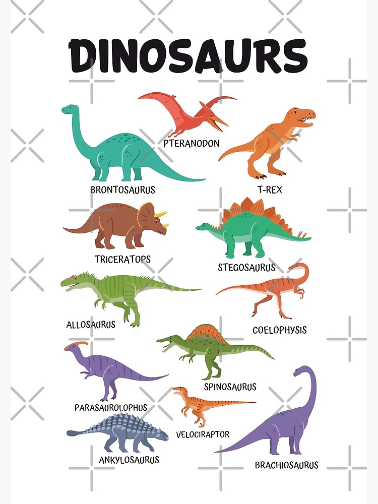 Dinosaur Nursery Print, Educational Illustration Poster