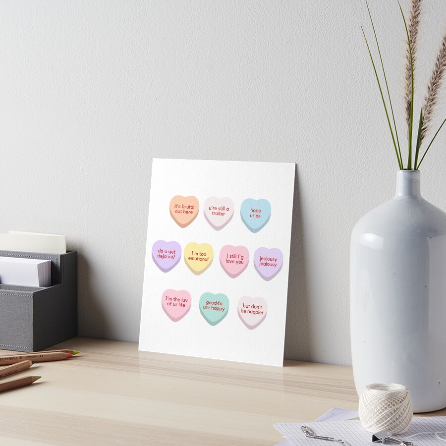 "Sour Candy Hearts Olivia Rodrigo" Art Board Print by popvibex Redbubble