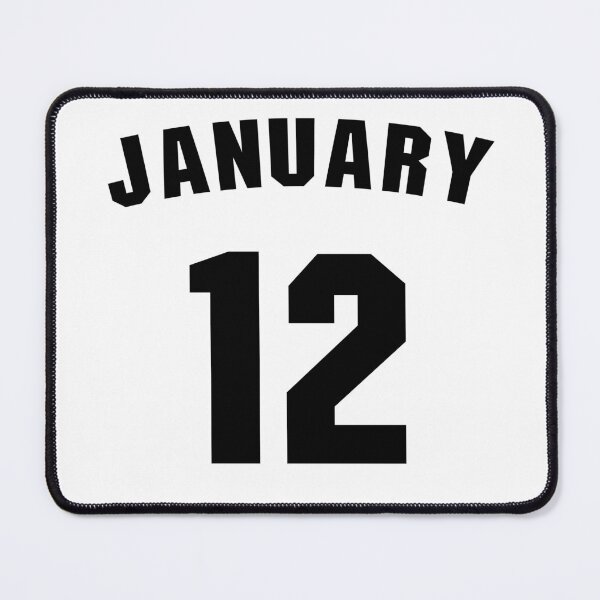 Artikelvorschau, Geburtsdatum 12. Januar Geburtstagsgeschenk Sportdesign entworfen und verkauft von Panya-Design.