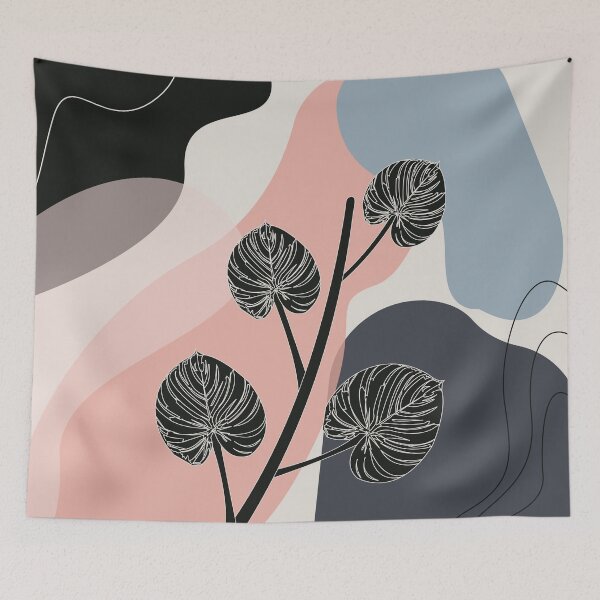 Item preview, Abstract modern art black leaf branch with colored background, cute creative artwork designed and sold by SGS-.