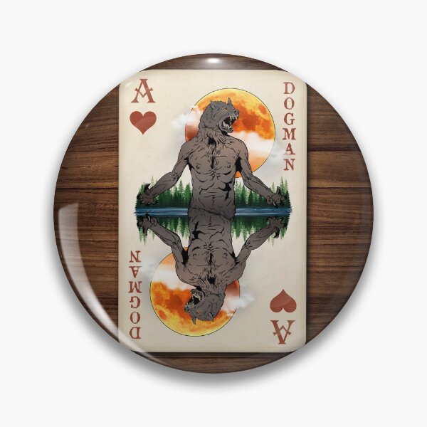 Item preview, Dogman - Ace of Hearts Cryptid Playing Card - Original Artwork designed and sold by NatIntrovertSoc.