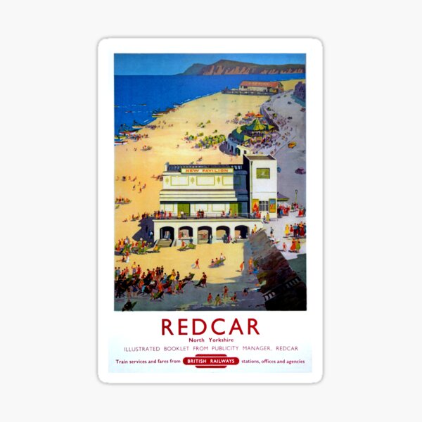 Vintage British Railways advertising poster for Redcar, Yorkshire Sticker