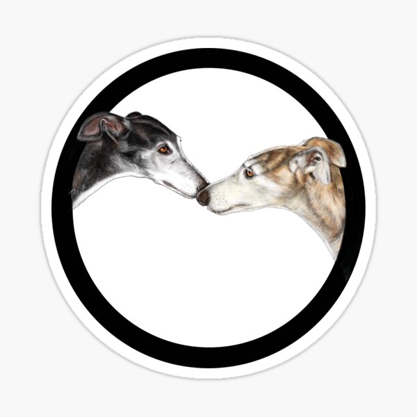 Galgos küssen - Greyhounds küssen Sticker