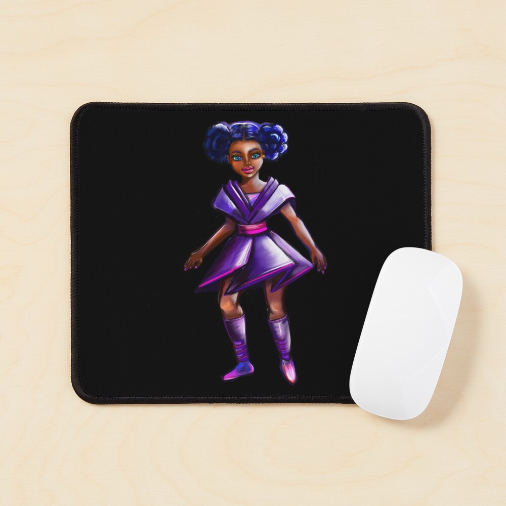 Anime Girl With Two Puffs Back Lit 2 Black Afro Anime Girl In Purple From Outer Space 