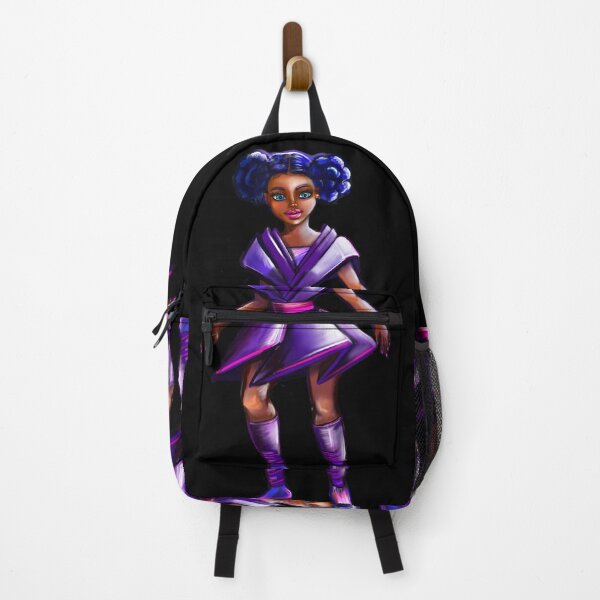 Item preview, Anime girl with two puffs. Back lit 2. Black afro anime girl in purple from outer space ! beautiful black girl with Braided hair, blue eyes, Cherry pink lips and dark brown skin. Hair love ! designed and sold by Artonmytee.
