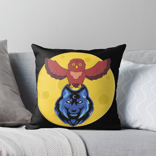 Item preview, Funny Wolf and owl on yellow moon light designed and sold by Mo2mo.