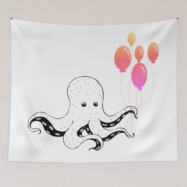 Item preview, Octopus With Balloons - Cute Octopus designed and sold by mewsis.