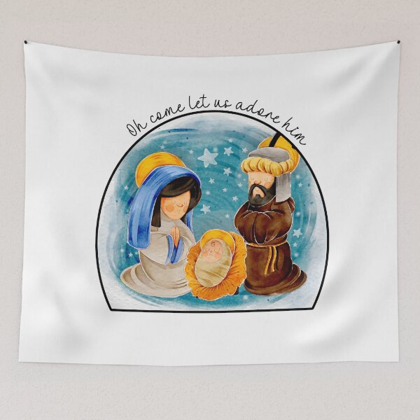 Item preview, Oh come let us adore him nativity watercolor design designed and sold by adriana-holmes.
