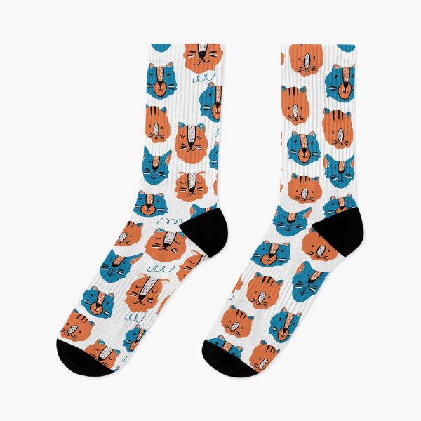 Item preview, Blue and Orange tiger faces designed and sold by Bazarovaart.
