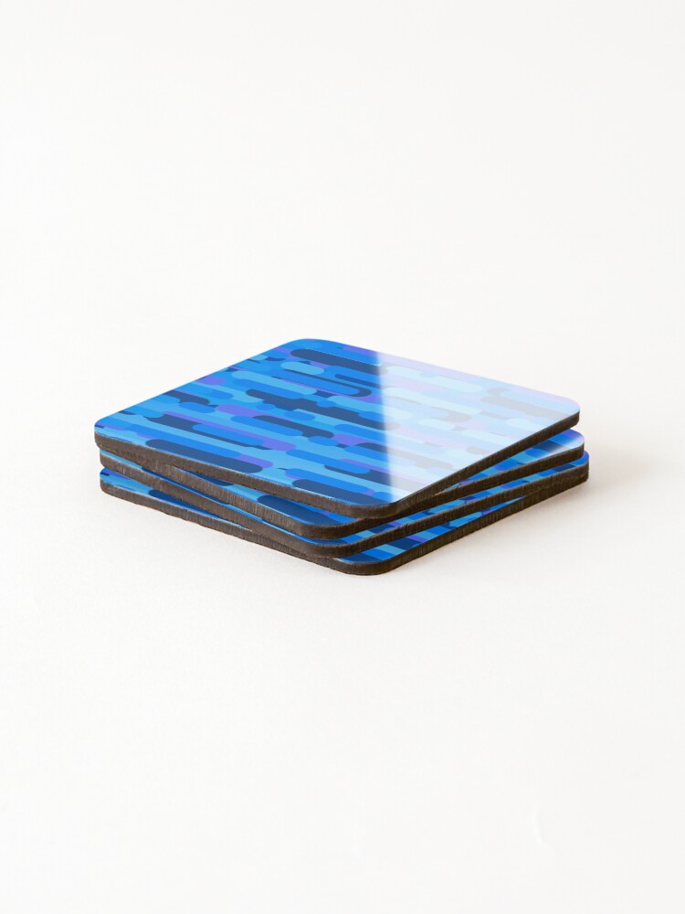 Thumbnail 4 of 5, Coasters (Set of 4), Blue Line Paint Pattern designed and sold by LMoonDesigns.