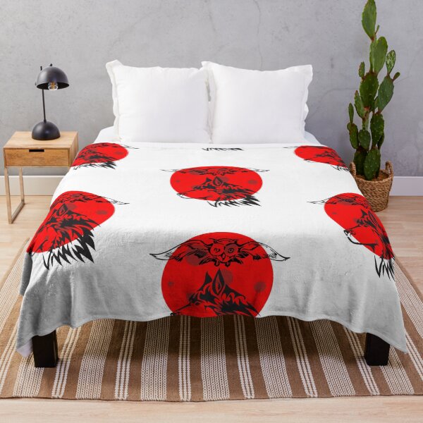 Item preview, Black & white Wolf and owl on red moon designed and sold by Mo2mo.