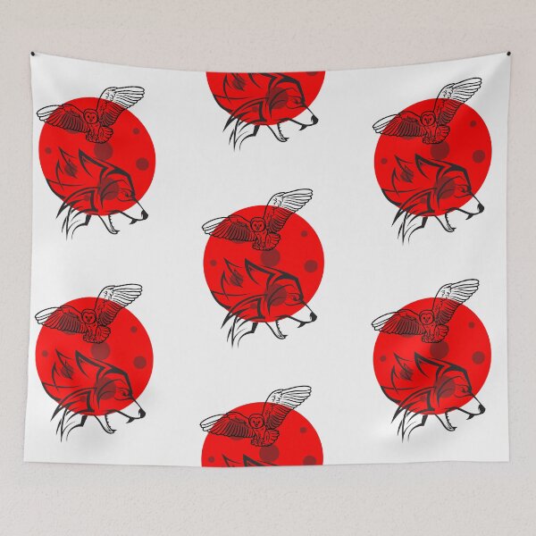 Item preview, Wolf and owl and red moon designed and sold by Mo2mo.