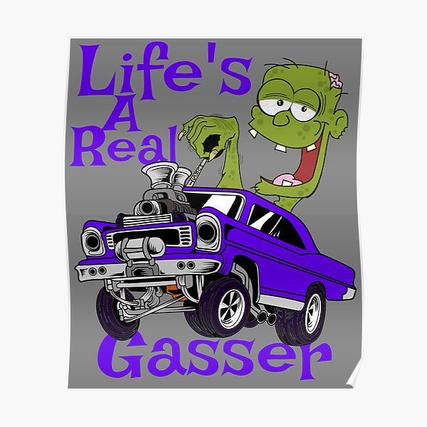 Hot Rod Gasser Cartoon Outlaw Drag Racing Blown Street Car Poster By Charjens Redbubble