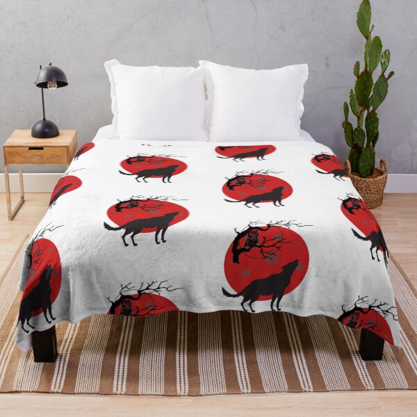 Item preview, Wolf and owl with red moon light designed and sold by Mo2mo.