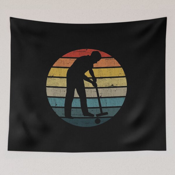 Item preview, Croquet Player Silhouette On A Distressed Retro Sunset product designed and sold by theodoros20.