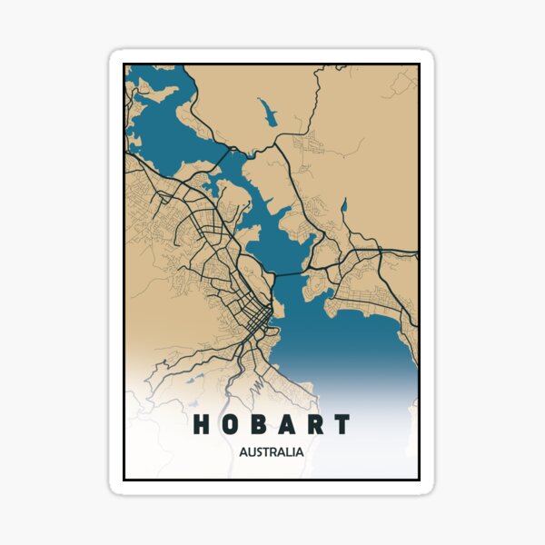 "Hobart city map, Australia" Sticker for Sale by PostersProf1 Redbubble
