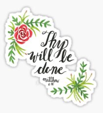 Hand Painted Watercolor Matthew 6:10 Sticker