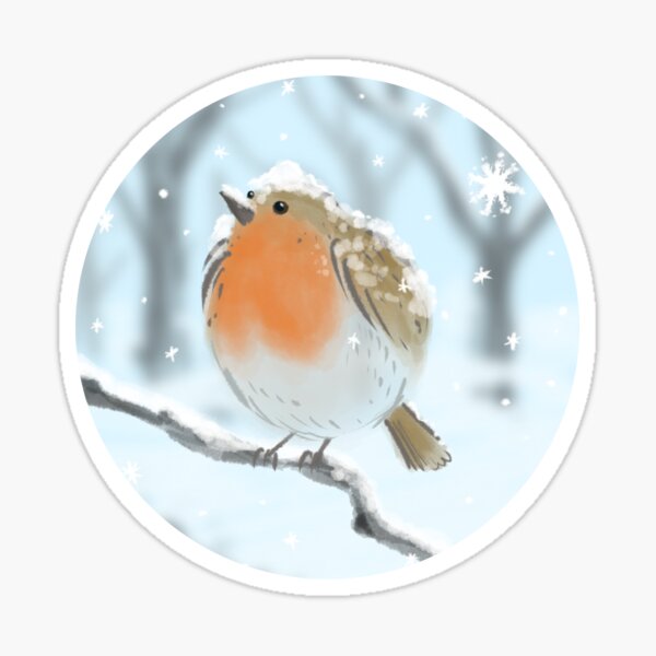 Robin in snow Sticker