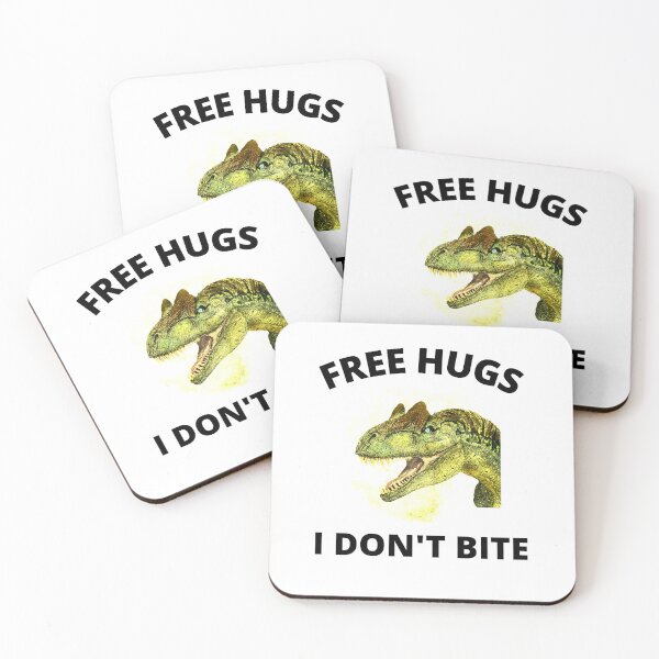 Item preview, Free Hugs I don't bite Dinosaur Prescription Hugs Stickers designed and sold by RGRamsey.