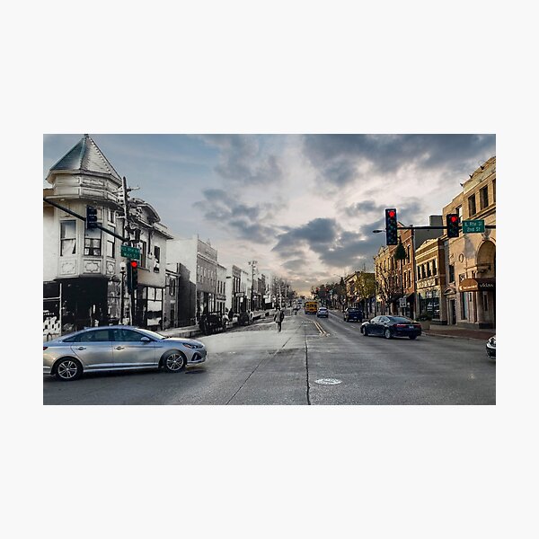 Mashup St. Charles, IL - Strolling on Main Street Photographic Print