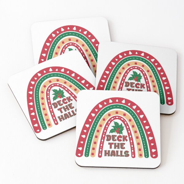 Item preview, Deck The Halls Christmas Rainbow Pattern With White/Transparent Background designed and sold by Rosinda.