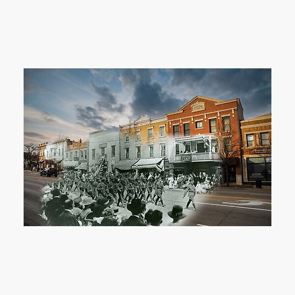 Mashup St. Charles, IL - Soldiers March on Main Street Photographic Print