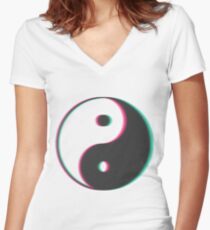 YinYang Transparent Tumblr Style Women's Fitted V-Neck T-Shirt