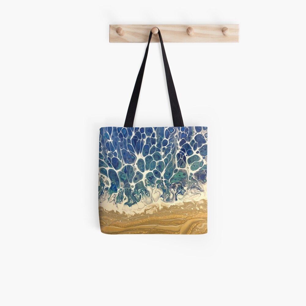 Ocean Beach Acrylic Paint Pouring Art Tote Bag