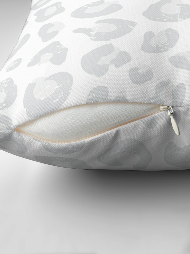 Alternate view of Leopard Print - Silver Gray and White  Throw Pillow