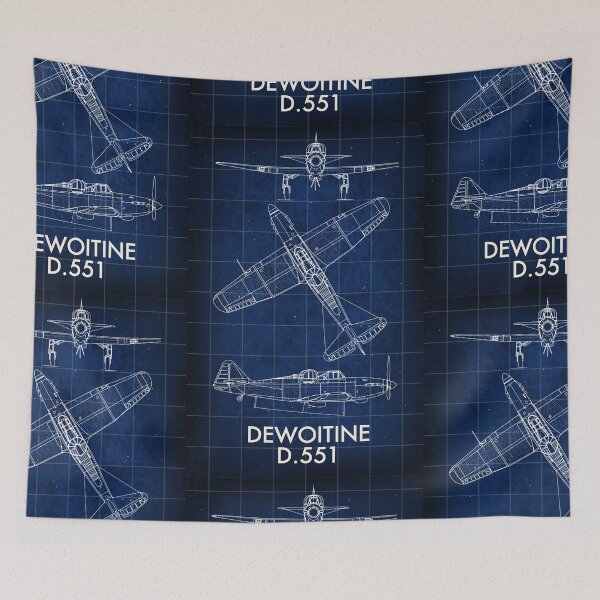 Aperçu de l'œuvre Dewoitine D.551 Schéma de plan d'avion vintage créée et vendue par Meek-Anime.