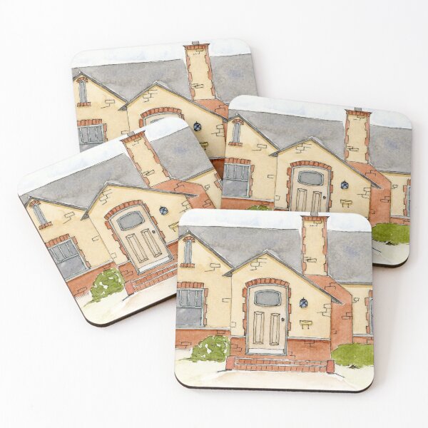 Item preview, Brick Cottage Illustration - Tudor Revival House Watercolor and Pen Drawing designed and sold by LadyKatieP.
