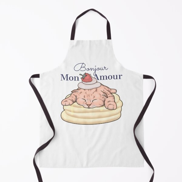 Item preview, Bonjour Mon Amour Cat Pancake Strawberry Breakfast Chef Baker designed and sold by ViewerEqualsPhoton.