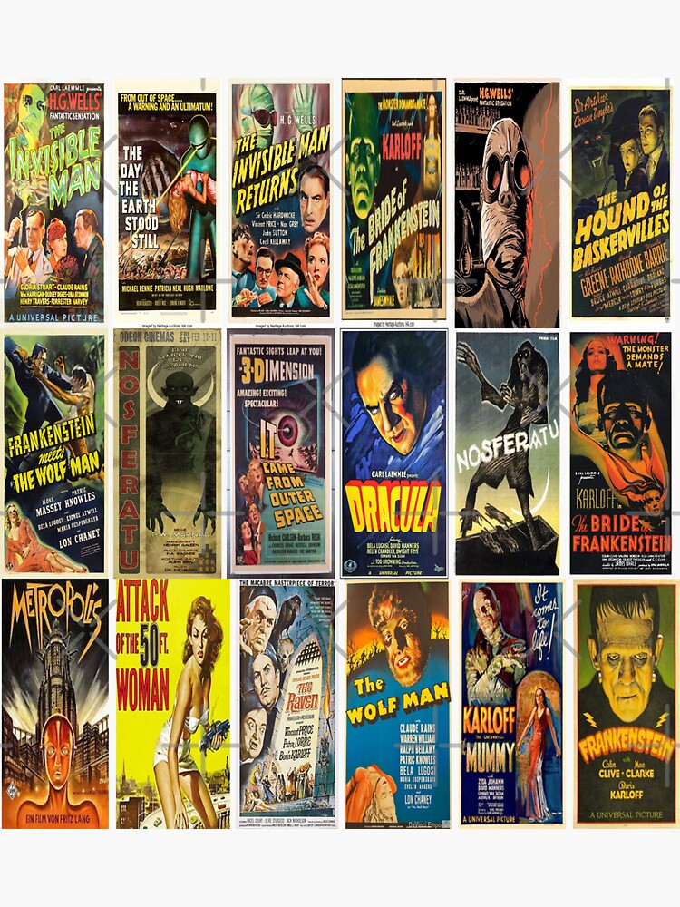 "Classic Horror And Sci-Fi Poster Pack" Sticker By Hop2swing | Redbubble